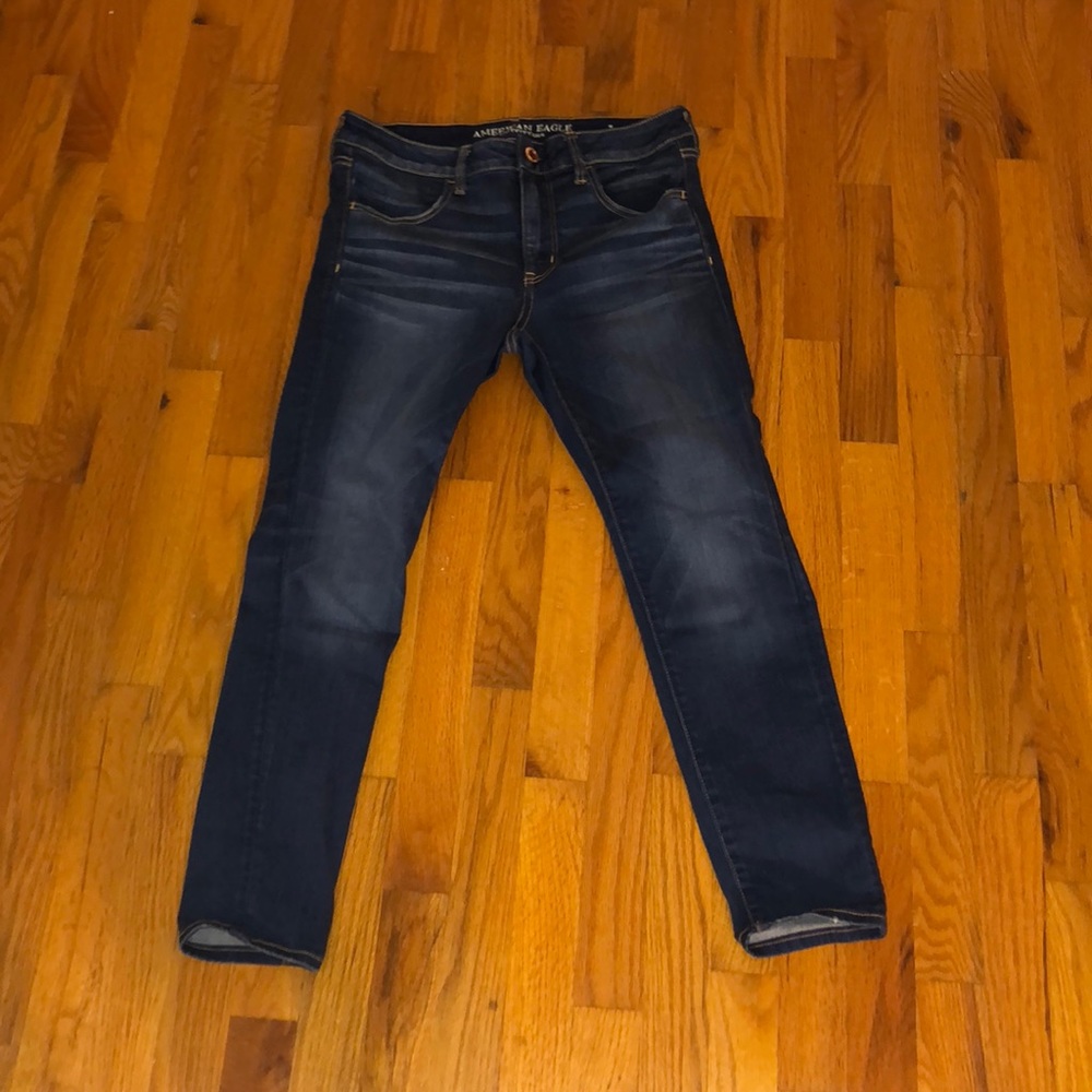 blue dark wash super stretch x jeans (low rise)
